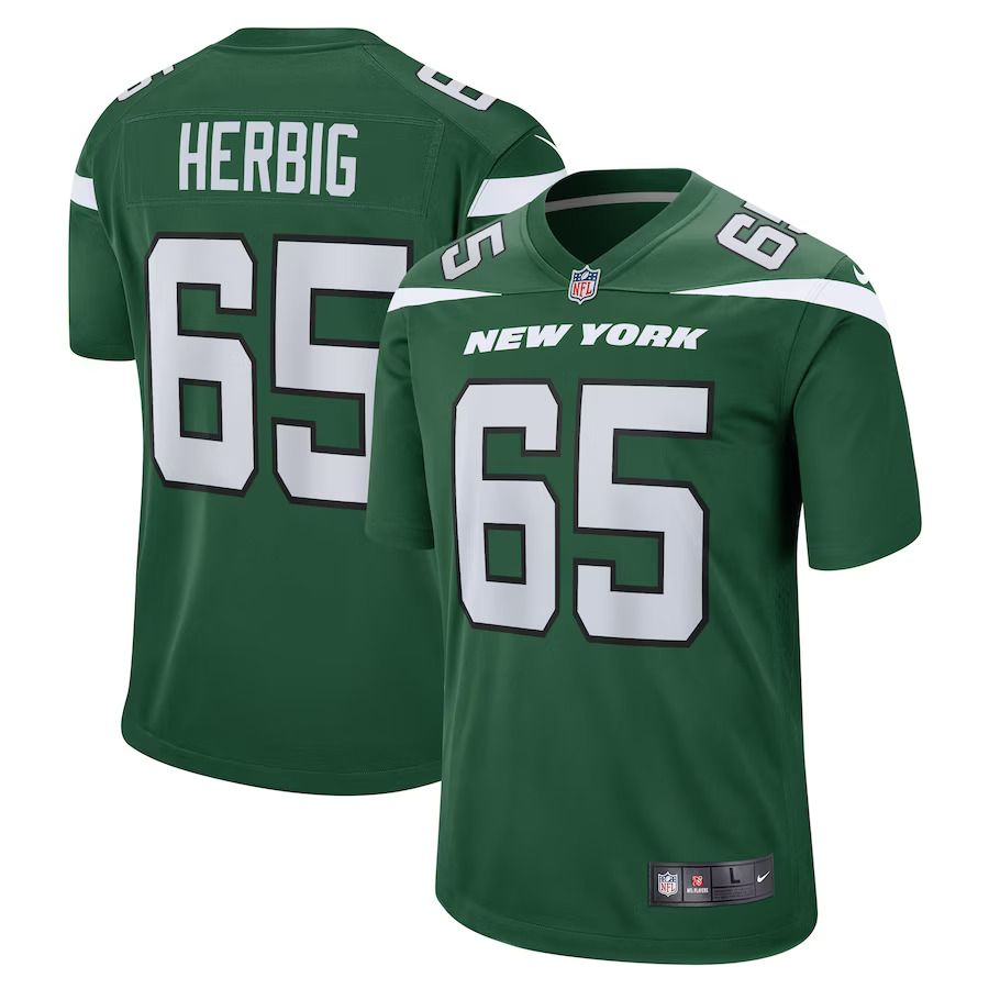 Men New York Jets #65 Nate Herbig Nike Gotham Green Game Player NFL Jersey